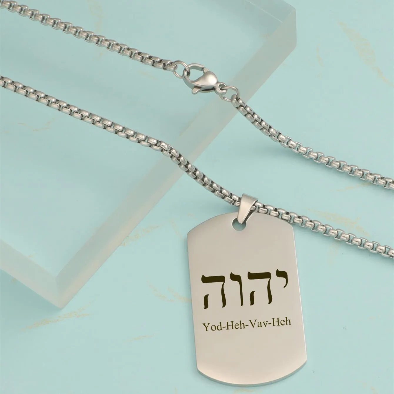 Hebrew YHVH YHWH Jehovah Names of God Pendant,Yod Heh Vav Heh Tetragrammaton Blessed Prayers Necklace,Hebrew Yahweh Amulets Jewish Jewelry for Men Women