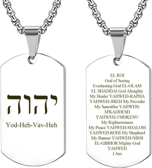 Hebrew YHVH YHWH Jehovah Names of God Pendant,Yod Heh Vav Heh Tetragrammaton Blessed Prayers Necklace,Hebrew Yahweh Amulets Jewish Jewelry for Men Women