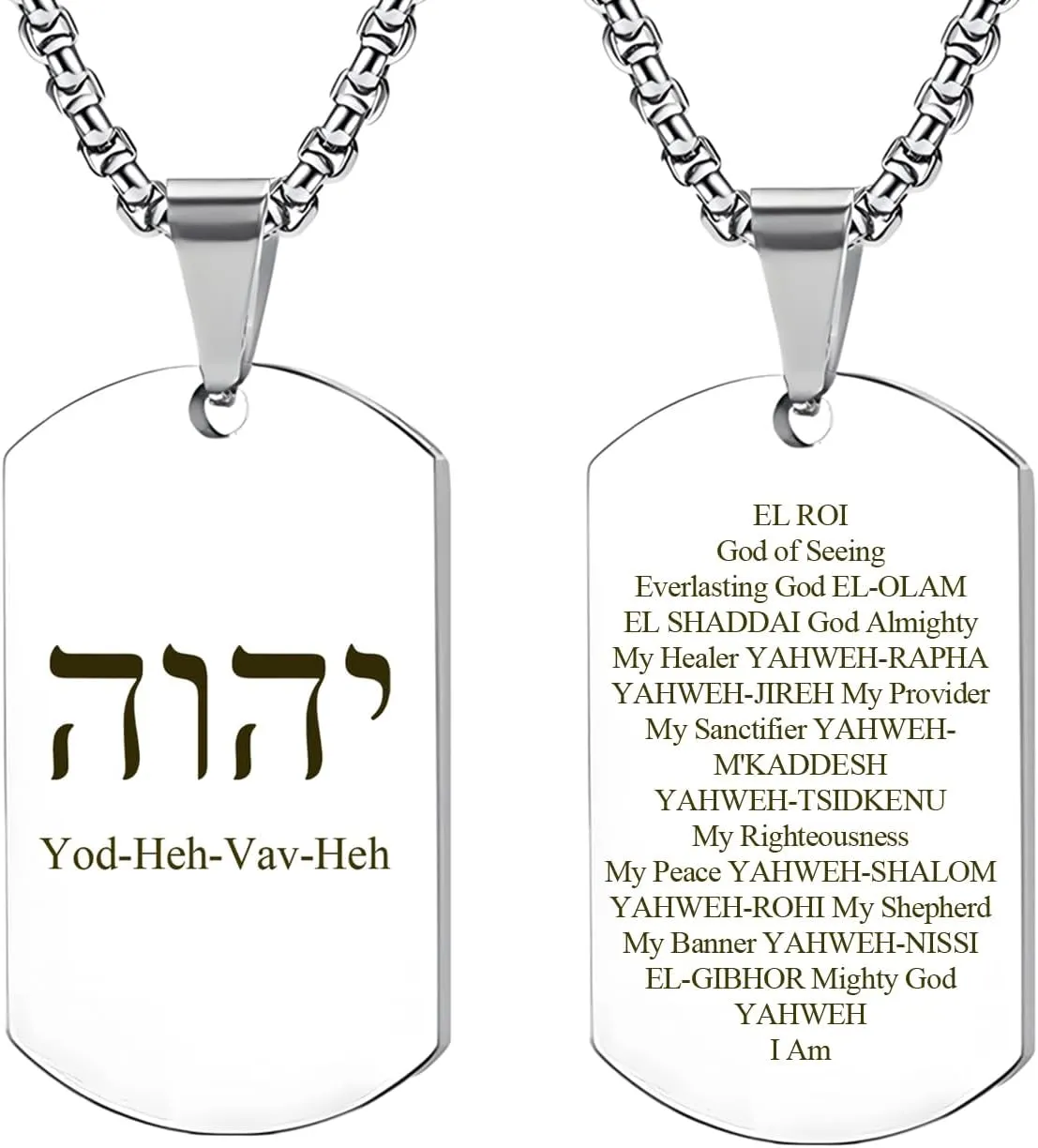 Hebrew YHVH YHWH Jehovah Names of God Pendant,Yod Heh Vav Heh Tetragrammaton Blessed Prayers Necklace,Hebrew Yahweh Amulets Jewish Jewelry for Men Women