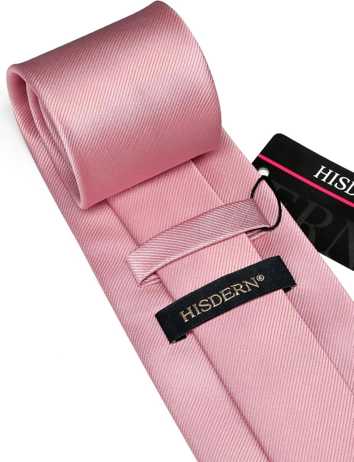 HISDERN Mens Ties Solid Color Ties for Men Formal Necktie with Pocket Square Set Satin Silk Neck Tie Handkerchiefs Set