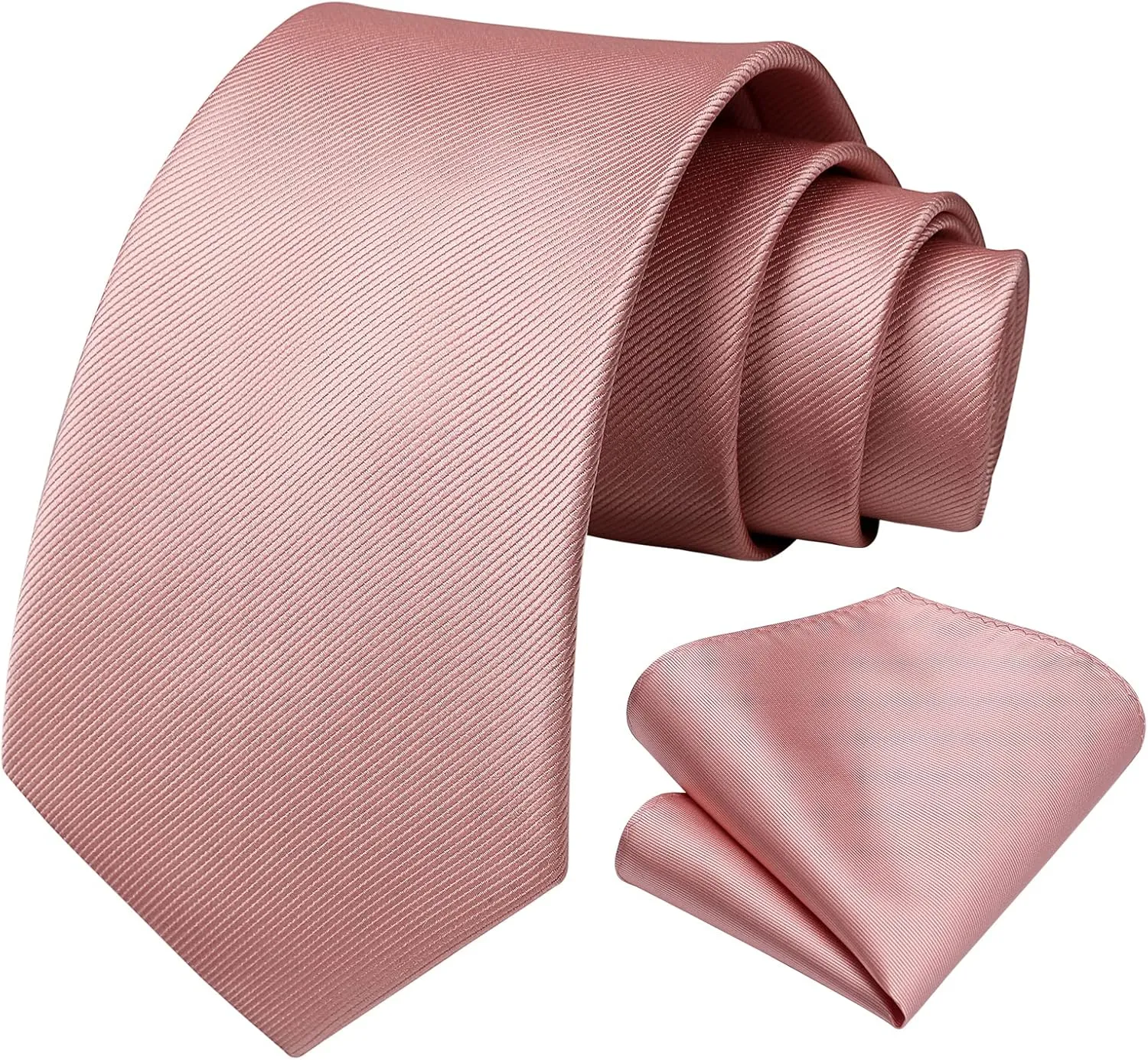 HISDERN Mens Ties Solid Color Ties for Men Formal Necktie with Pocket Square Set Satin Silk Neck Tie Handkerchiefs Set