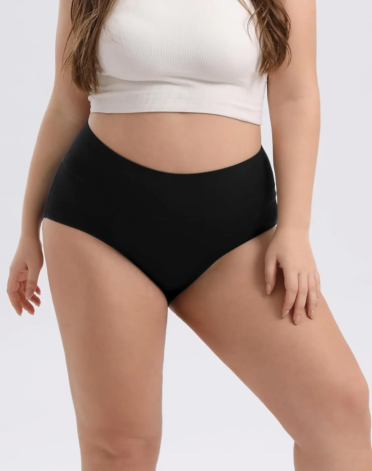 INNERSY Women's Plus Size XL-5XL Cotton Underwear High Waisted Briefs Panties 4-Pack