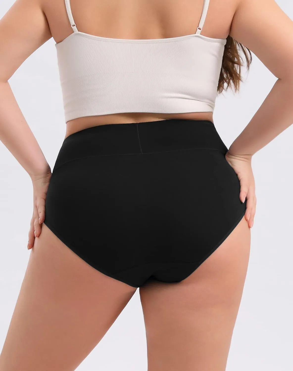 INNERSY Women's Plus Size XL-5XL Cotton Underwear High Waisted Briefs Panties 4-Pack