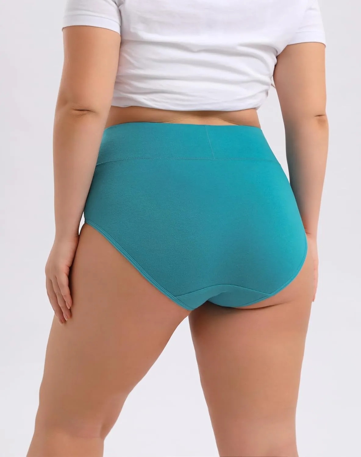 INNERSY Women's Plus Size XL-5XL Cotton Underwear High Waisted Briefs Panties 4-Pack