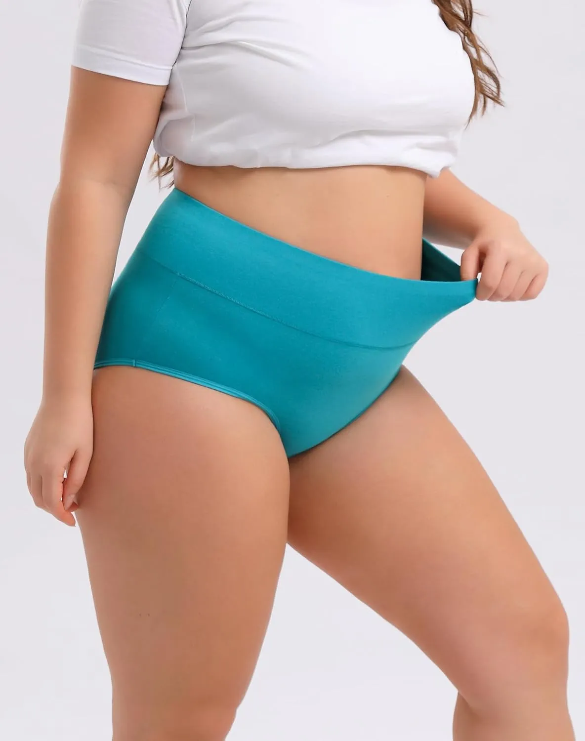 INNERSY Women's Plus Size XL-5XL Cotton Underwear High Waisted Briefs Panties 4-Pack