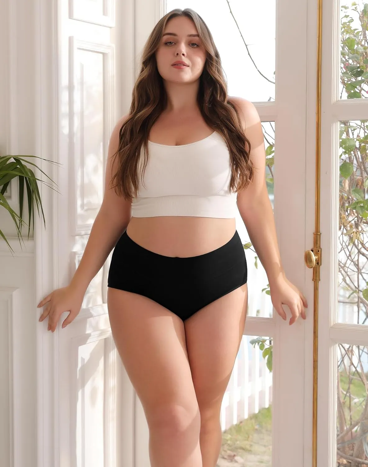 INNERSY Women's Plus Size XL-5XL Cotton Underwear High Waisted Briefs Panties 4-Pack