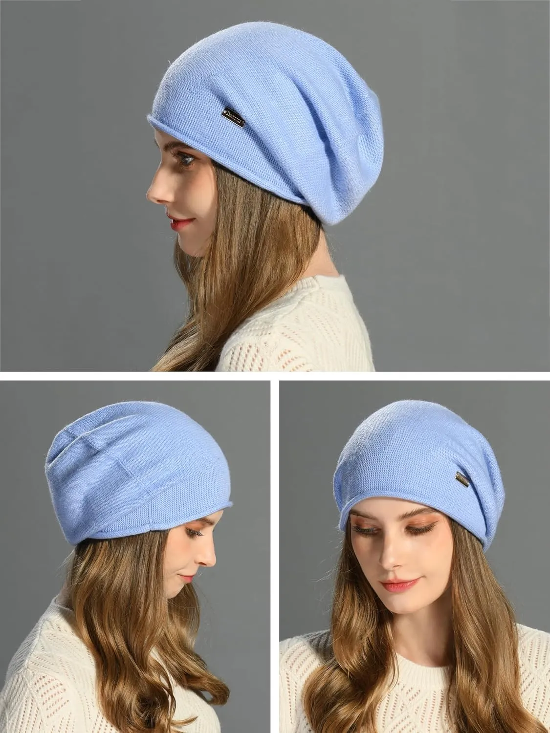 jaxmonoy Slouchy Knit Beanie Hat for Women Winter Soft Warm Ladies Laightweight Slouch Knitted Skull Beanies Cap