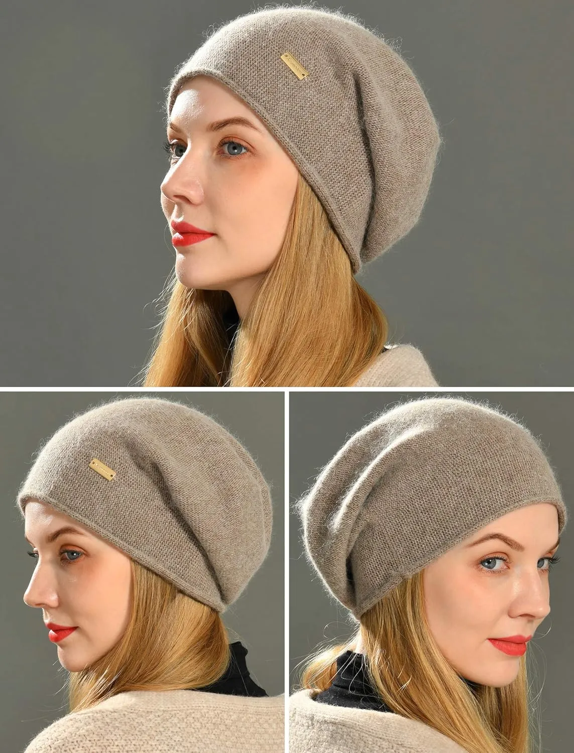 jaxmonoy Slouchy Knit Beanie Hat for Women Winter Soft Warm Ladies Laightweight Slouch Knitted Skull Beanies Cap