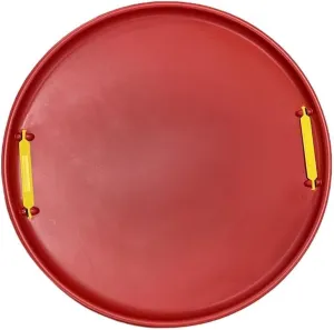 Lifetime Saucer Snow Sled, Heavy-Duty Plastic, Cold Weather Downhill Outdoor Winter Snow Sled Disc with Handles (Red).