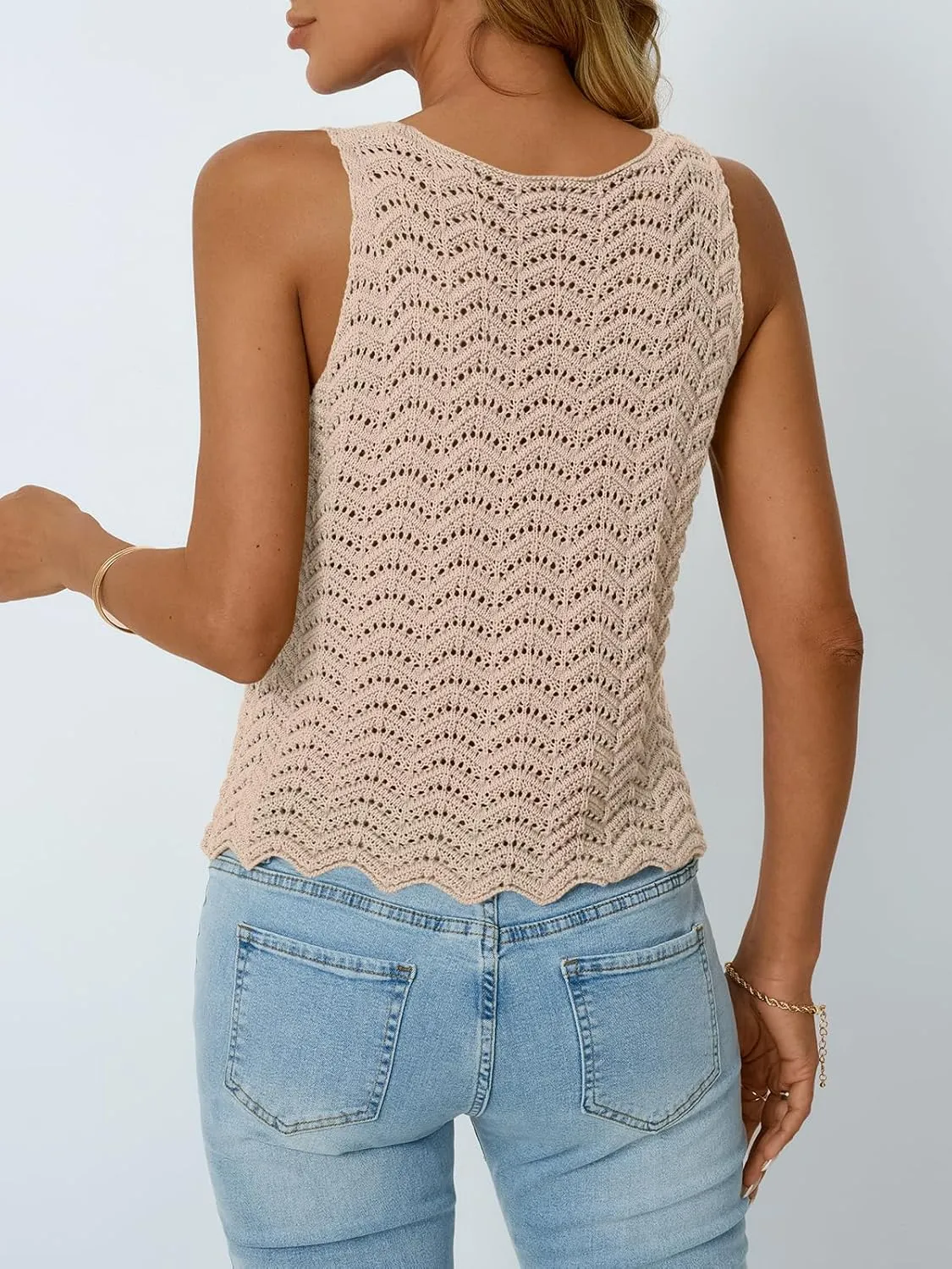 LILLUSORY Crochet Tops for Women Summer Vacation Outfits Beach Coverup Going Out Tie Front Spring Sweater Vest 2025 Fashion