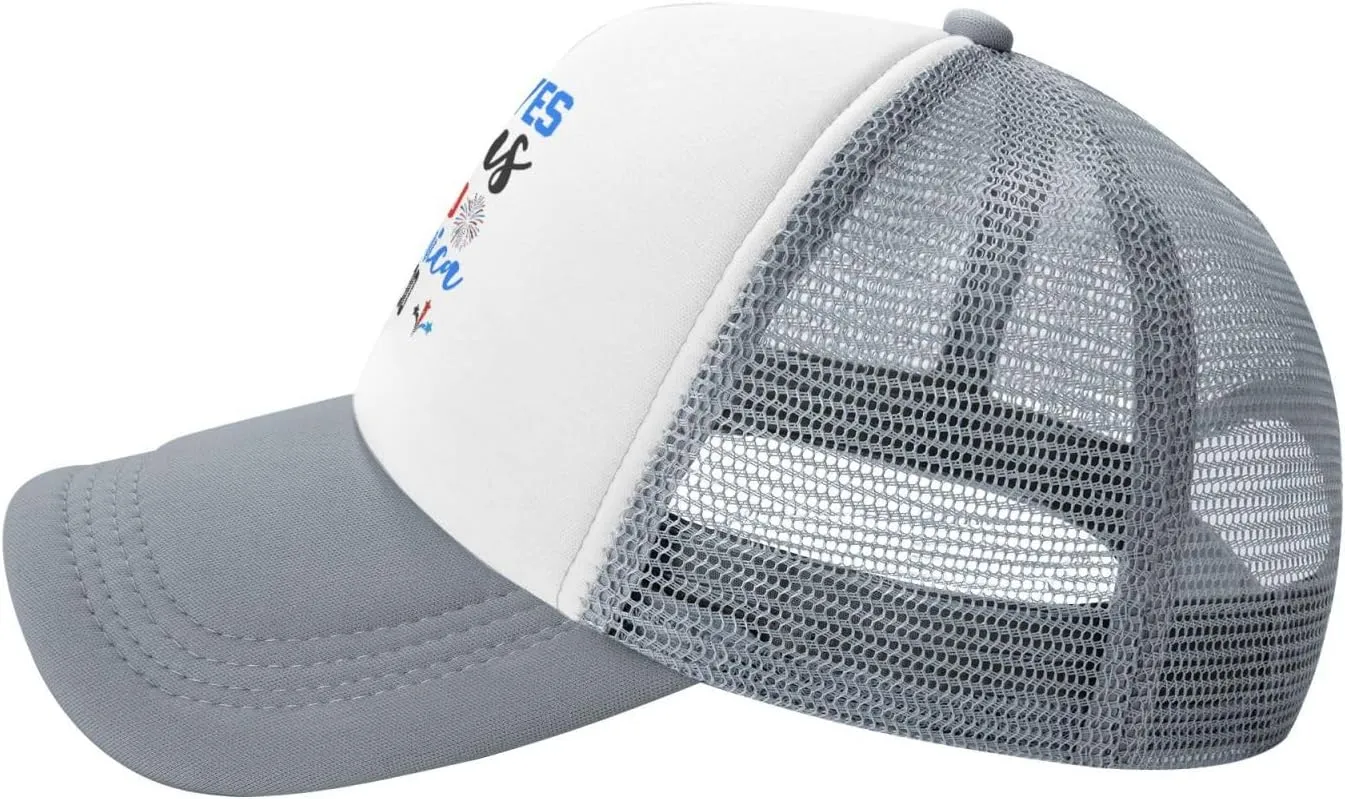 Loves Jesus and America Too Mesh Hat 4th of July Independence Day Hat Men Women Patriotic American Summer Cap Black