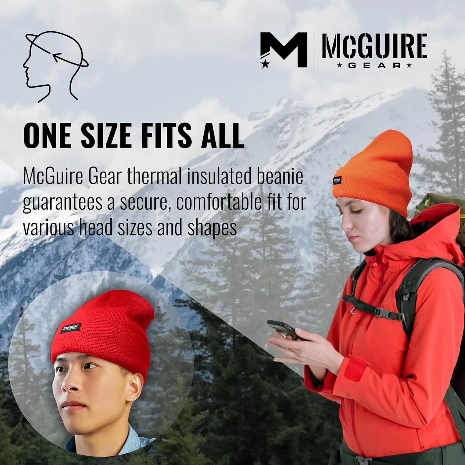 McGuire Gear Thermal Insulated Beanie, Water Resistant Watch Cap with 40 Gram Insulation, Lightweight Warm Winter Hat