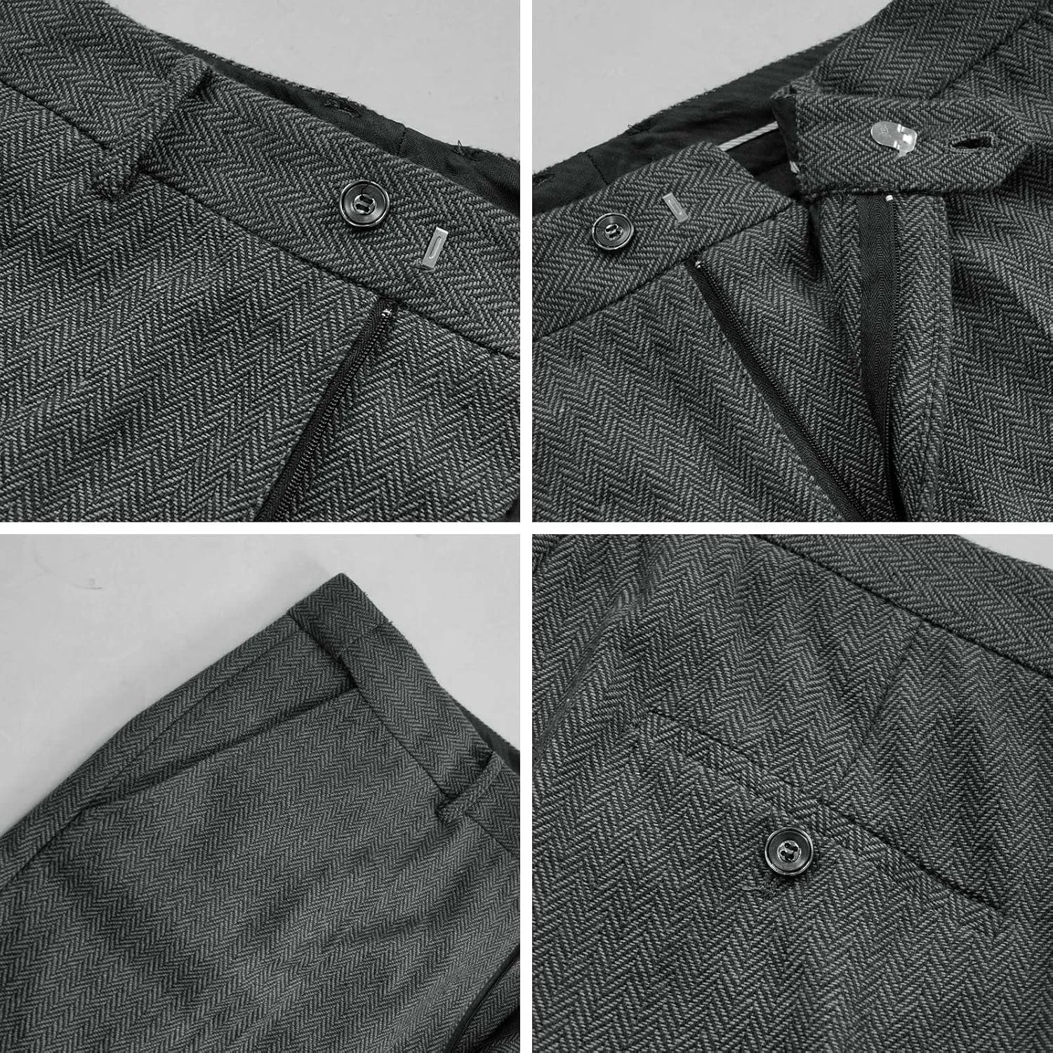 Men's 4 Piece 1920s Suit One Button Vintage Suit,Jacket Vest Pants with Hat