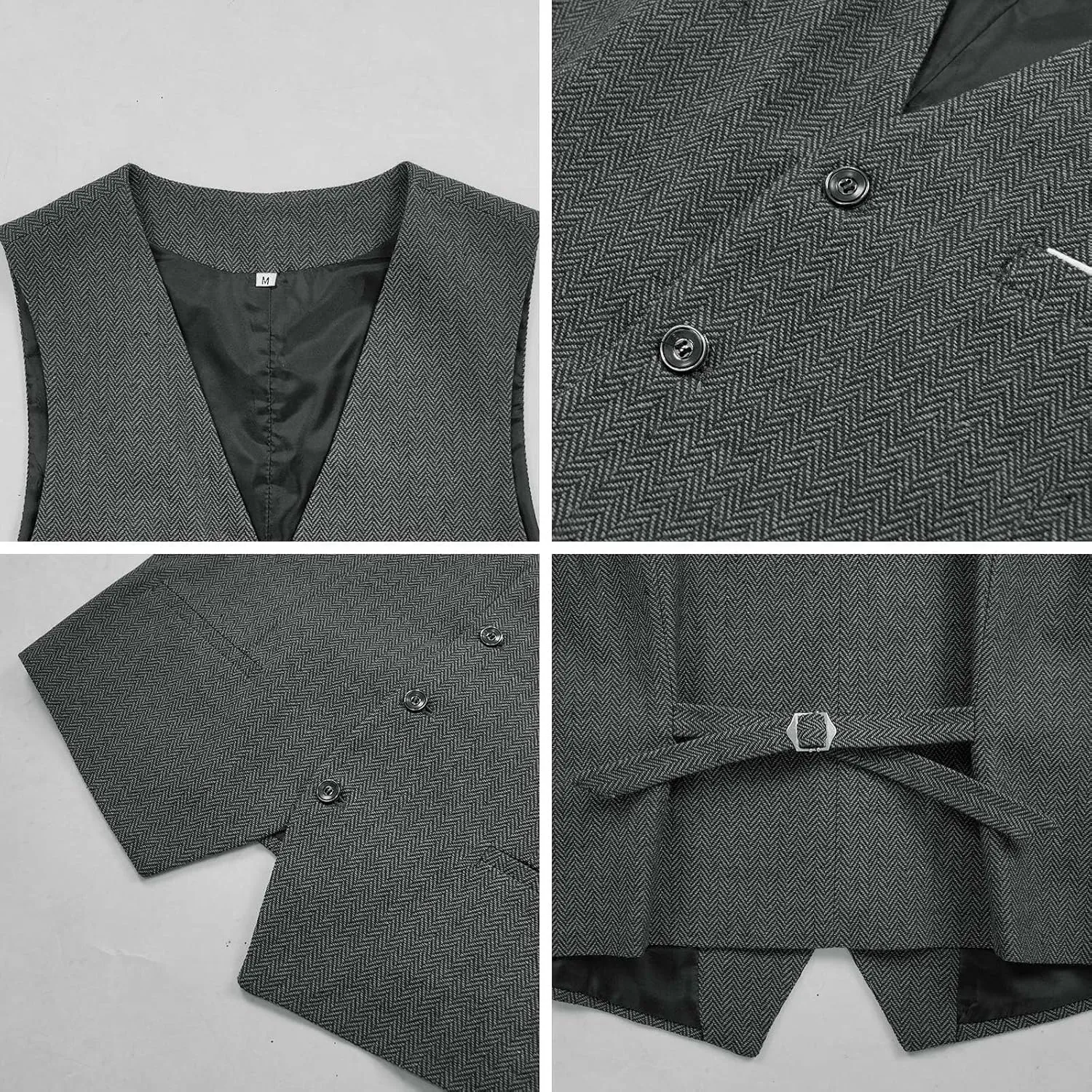 Men's 4 Piece 1920s Suit One Button Vintage Suit,Jacket Vest Pants with Hat