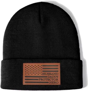 Mens American Flag Beanie Hat Best Dad Brother Papa Husband Ever Gifts Christmas Stocking Stuffers from Son Daughter Sister