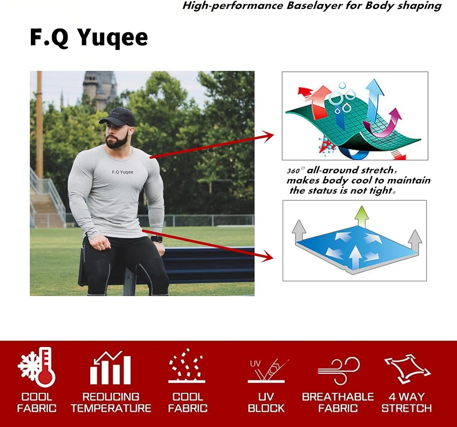 Men's Soft Slim Long Sleeve Dry-Fit Compression Gym Trainning Shirt