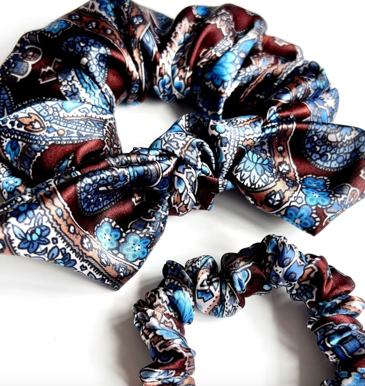 Paisley Oversize Knot Scrunchie | Paisley Series | Silky Smooth | Luxury Designer Hair Accessories | Hand Tied