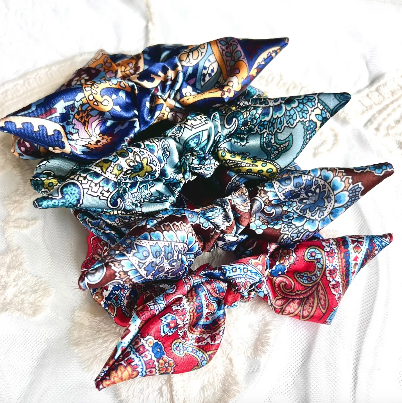 Paisley Oversize Knot Scrunchie | Paisley Series | Silky Smooth | Luxury Designer Hair Accessories | Hand Tied