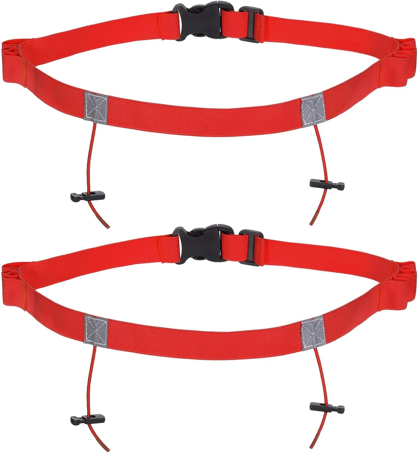 PATIKIL Elastic Triathlon Running Belt, 2 Pack Adjustable Race Number Belt Race Belt Bib Holder with 6 Energy Gel Loops for Marathons Racing Cycling, Red