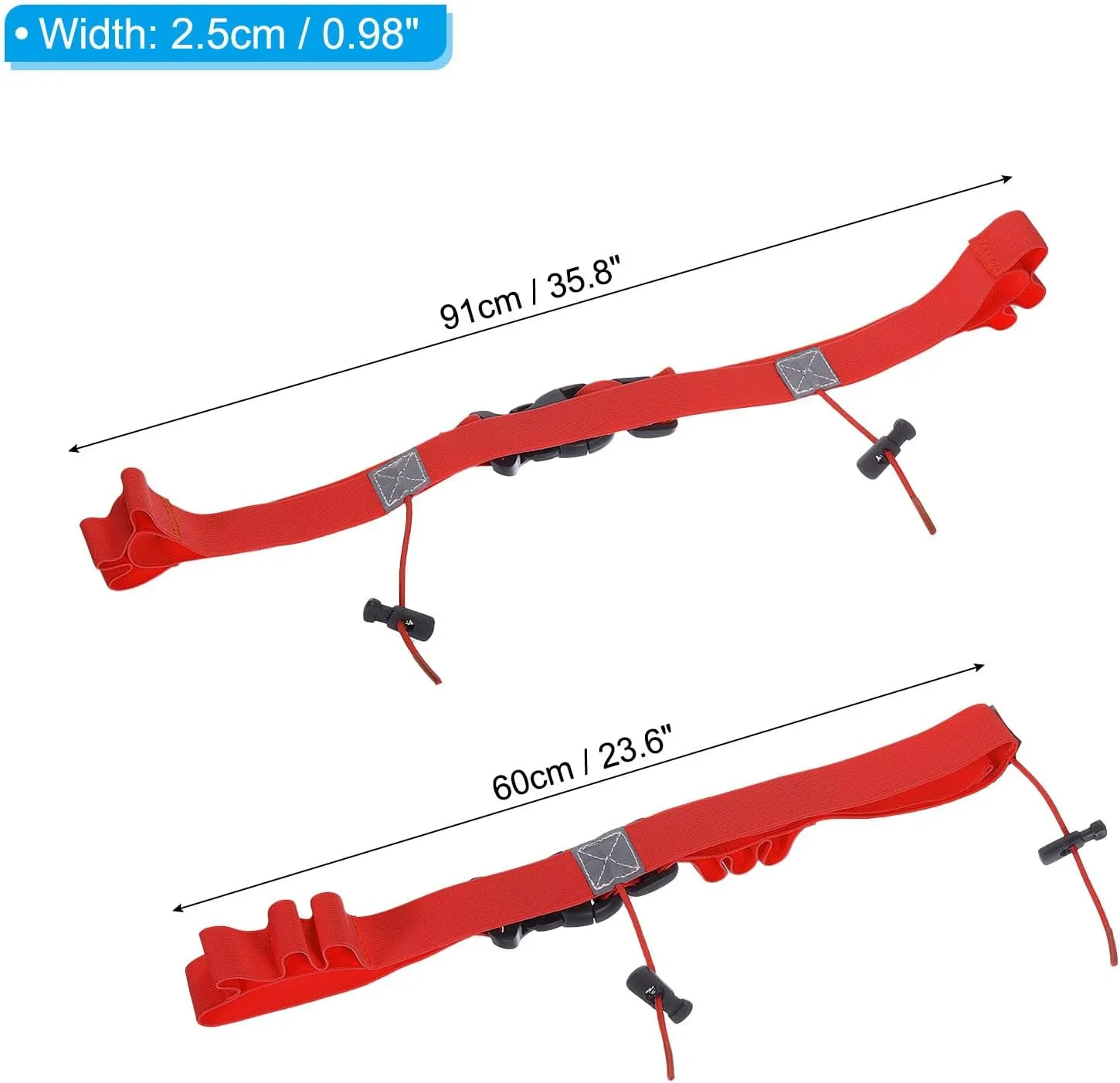 PATIKIL Elastic Triathlon Running Belt, 2 Pack Adjustable Race Number Belt Race Belt Bib Holder with 6 Energy Gel Loops for Marathons Racing Cycling, Red