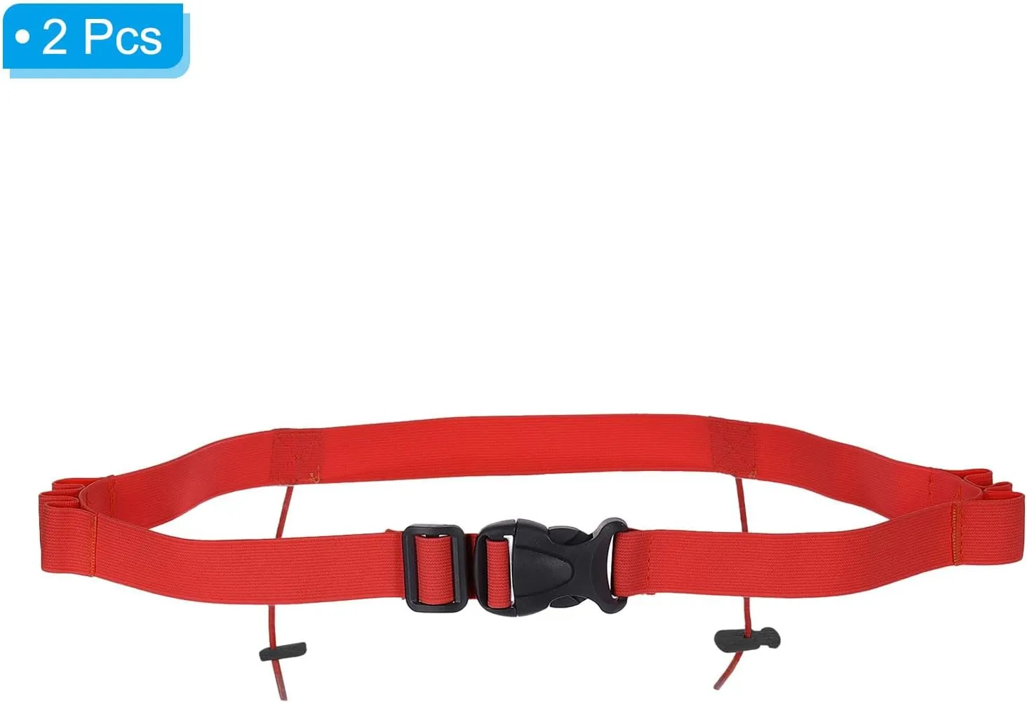PATIKIL Elastic Triathlon Running Belt, 2 Pack Adjustable Race Number Belt Race Belt Bib Holder with 6 Energy Gel Loops for Marathons Racing Cycling, Red