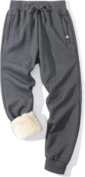 PEHMEA Fleece Joggers Pants for Men Winter Active Running Sherpa Lined Sweatpants