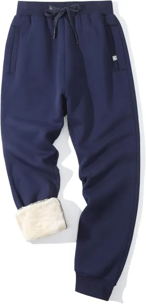 PEHMEA Fleece Joggers Pants for Men Winter Active Running Sherpa Lined Sweatpants