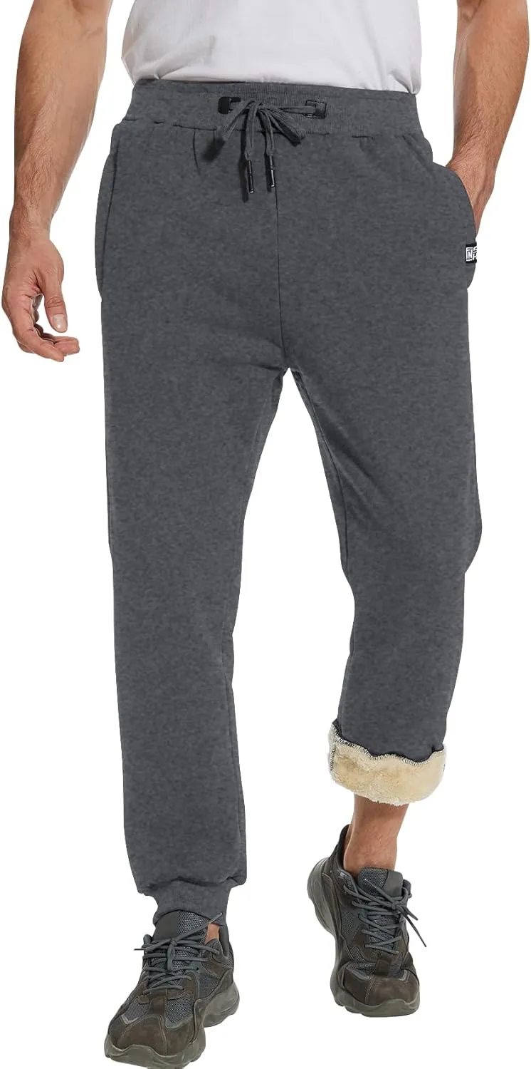 PEHMEA Fleece Joggers Pants for Men Winter Active Running Sherpa Lined Sweatpants