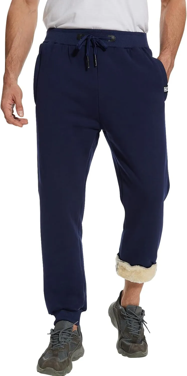 PEHMEA Fleece Joggers Pants for Men Winter Active Running Sherpa Lined Sweatpants