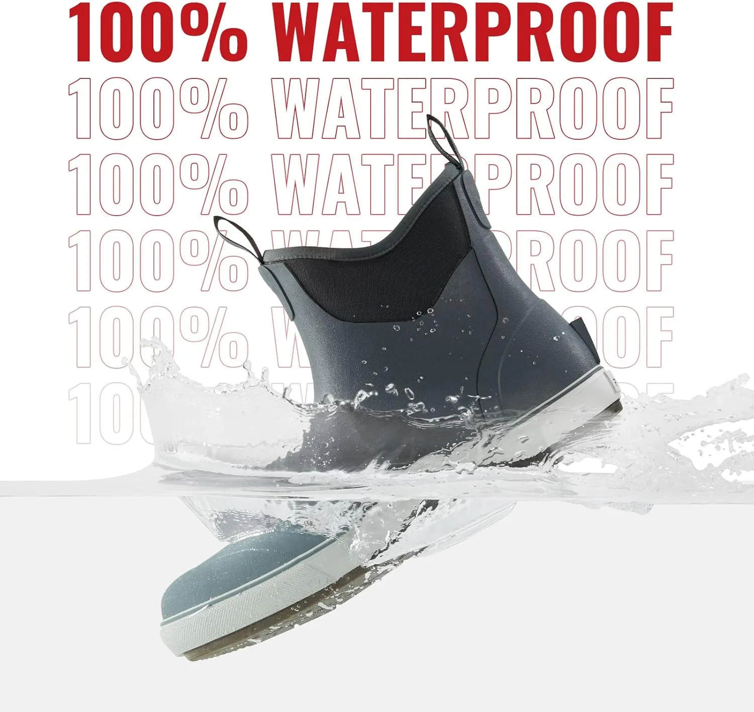 Piscifun Men s Deck Boots, Waterproof Fishing Rain Boots, Anti-Slip Rubber Boots with Breathable Neoprene Lining