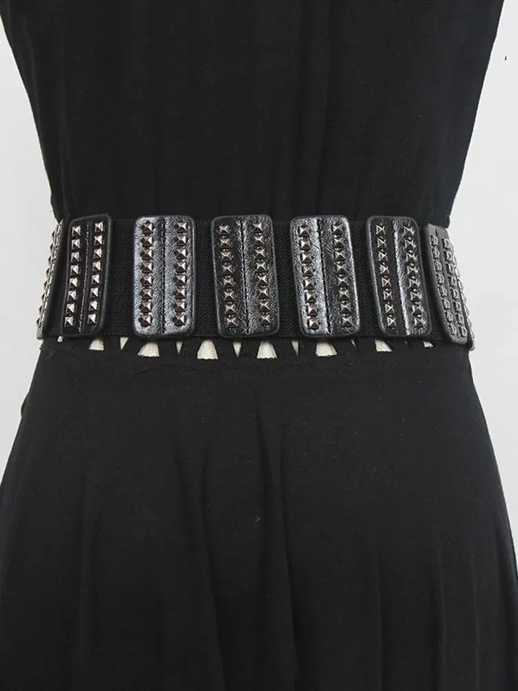 Pre Order:  Metal Rivets Wide Elastic Belt