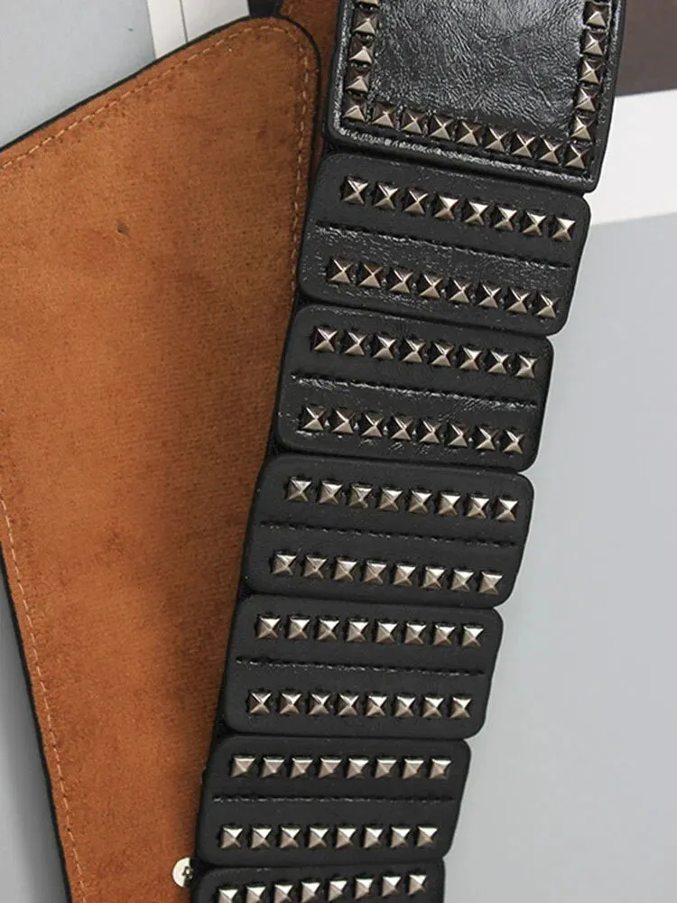 Pre Order:  Metal Rivets Wide Elastic Belt