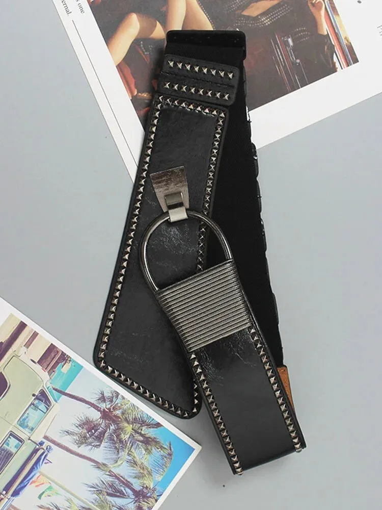 Pre Order:  Metal Rivets Wide Elastic Belt