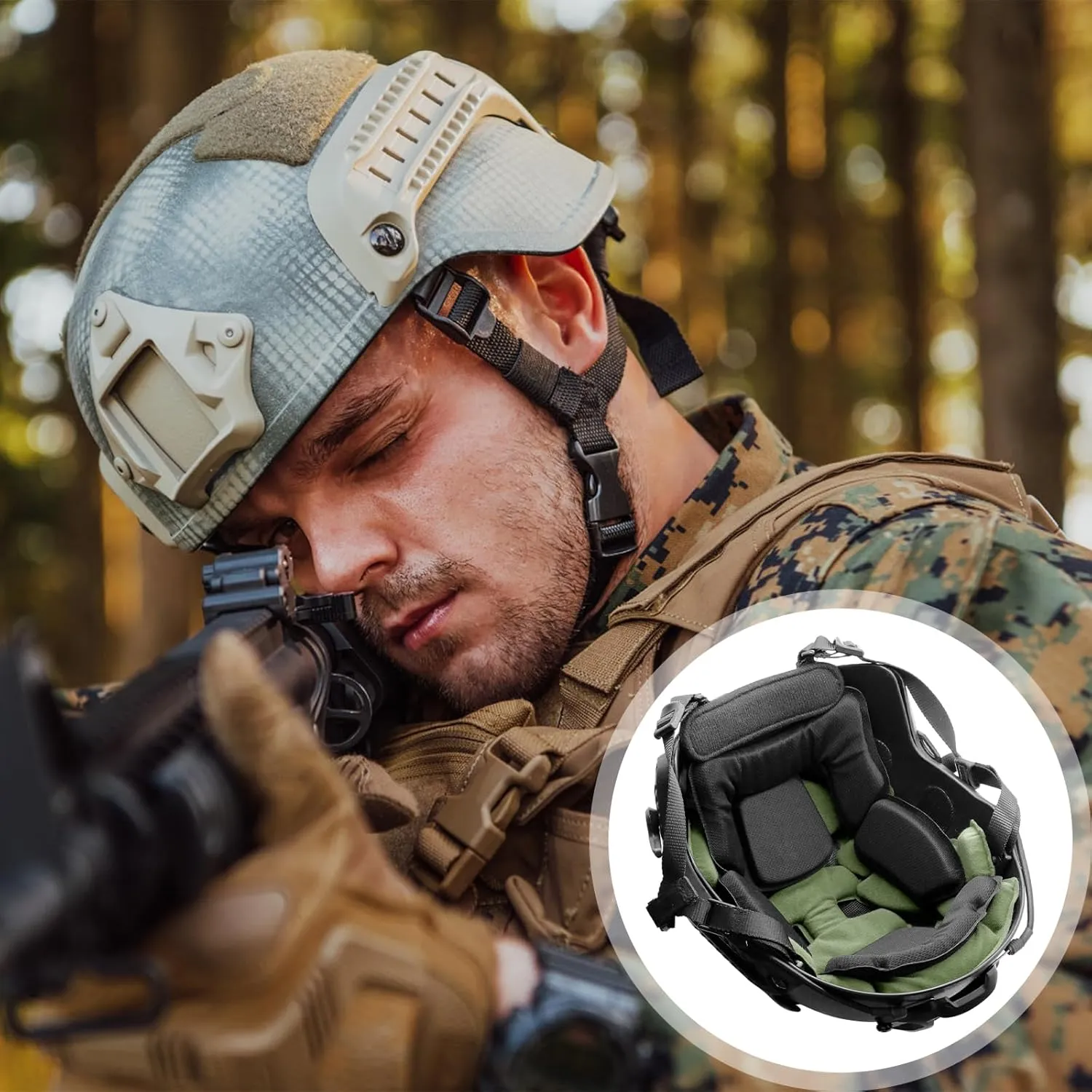 Qavctw Airsoft Tactical Helmet Padding Kit Foam Mats Insert Set Cushioning Fast Helmet Cover Pads Replaceable Fits Military Bicycle Football ACH/Fast/MICH/IBH/PASGT/USMC/Airsoft Helmets