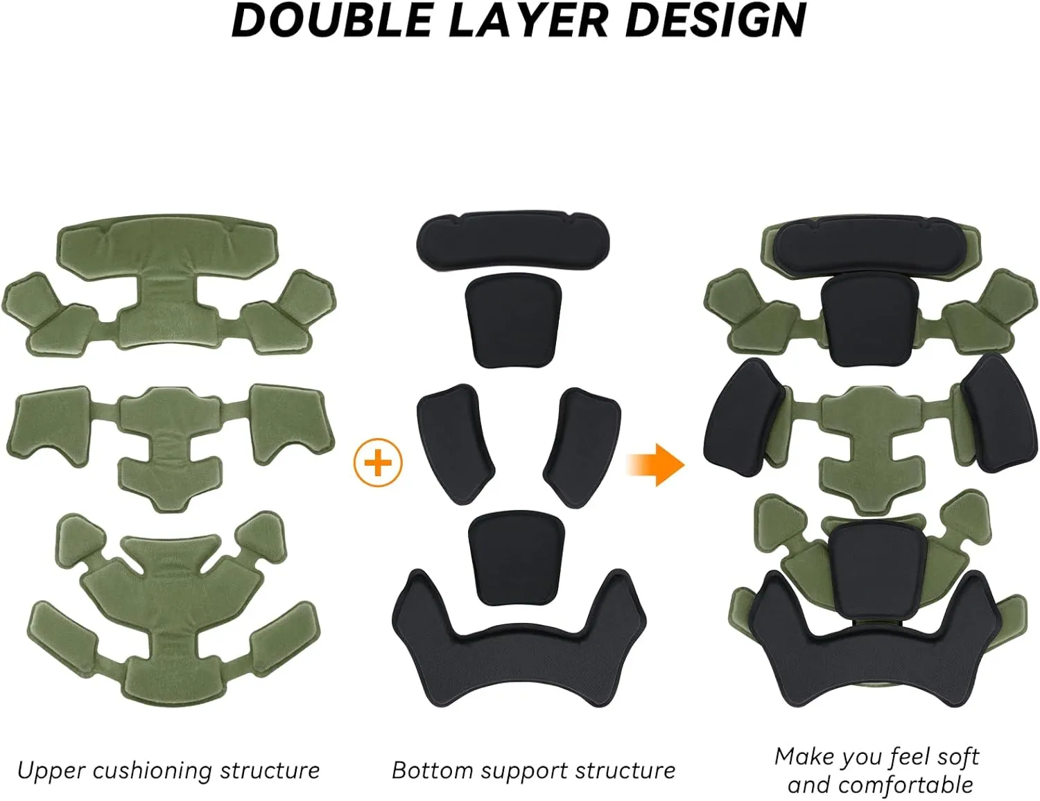 Qavctw Airsoft Tactical Helmet Padding Kit Foam Mats Insert Set Cushioning Fast Helmet Cover Pads Replaceable Fits Military Bicycle Football ACH/Fast/MICH/IBH/PASGT/USMC/Airsoft Helmets