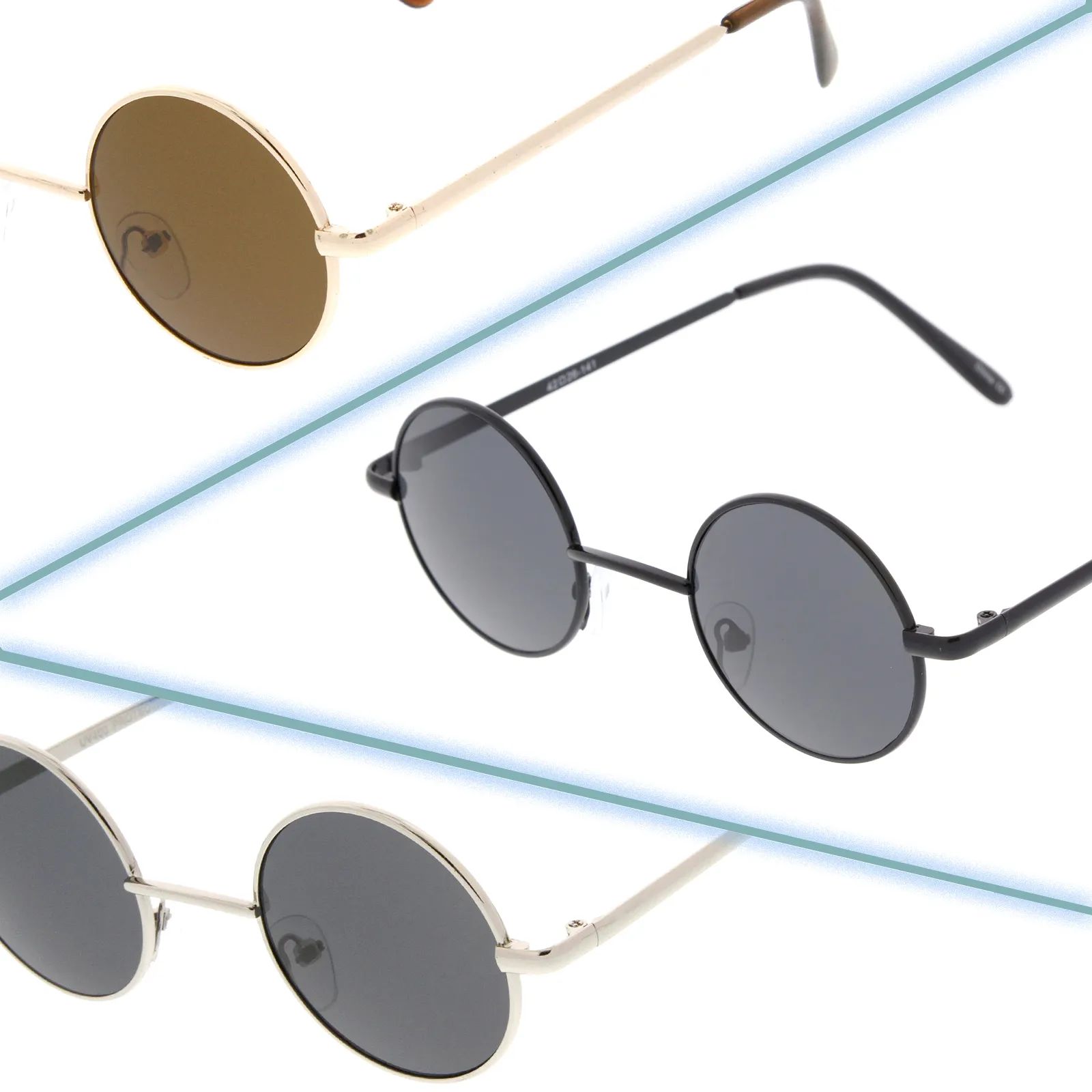 Retro 1970's Lennon Round Metal Sunglasses 9014 3-Pack