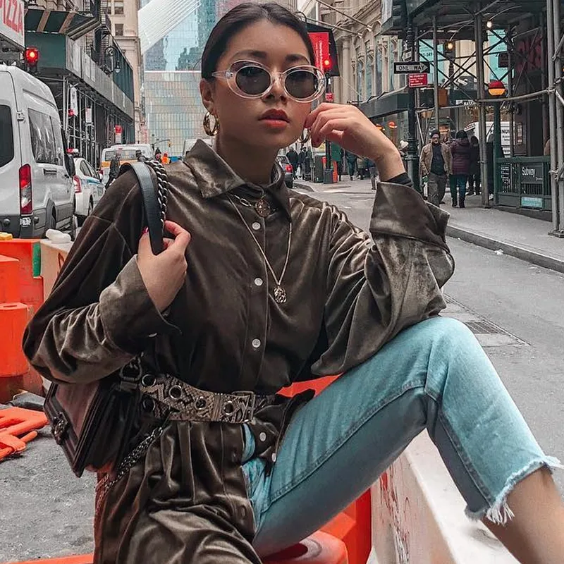 Retro 1990's Fashion Oval Clout Goggle Sunglasses
