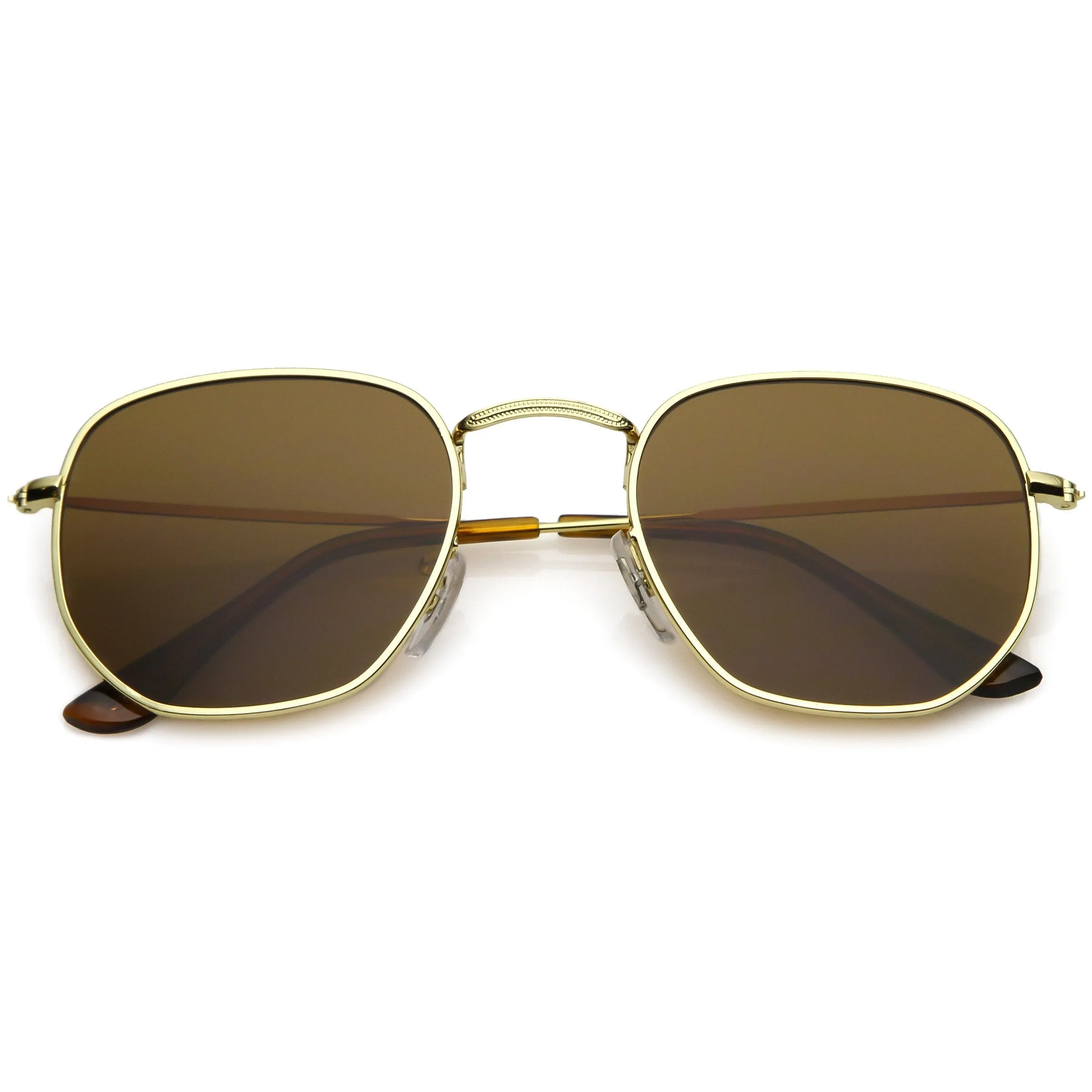 Retro Modern Geometric Hexagon Frame Dapper Sunglasses C455