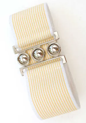 Retro Rockabilly Yellow Striped Elasticated Cincher Belt