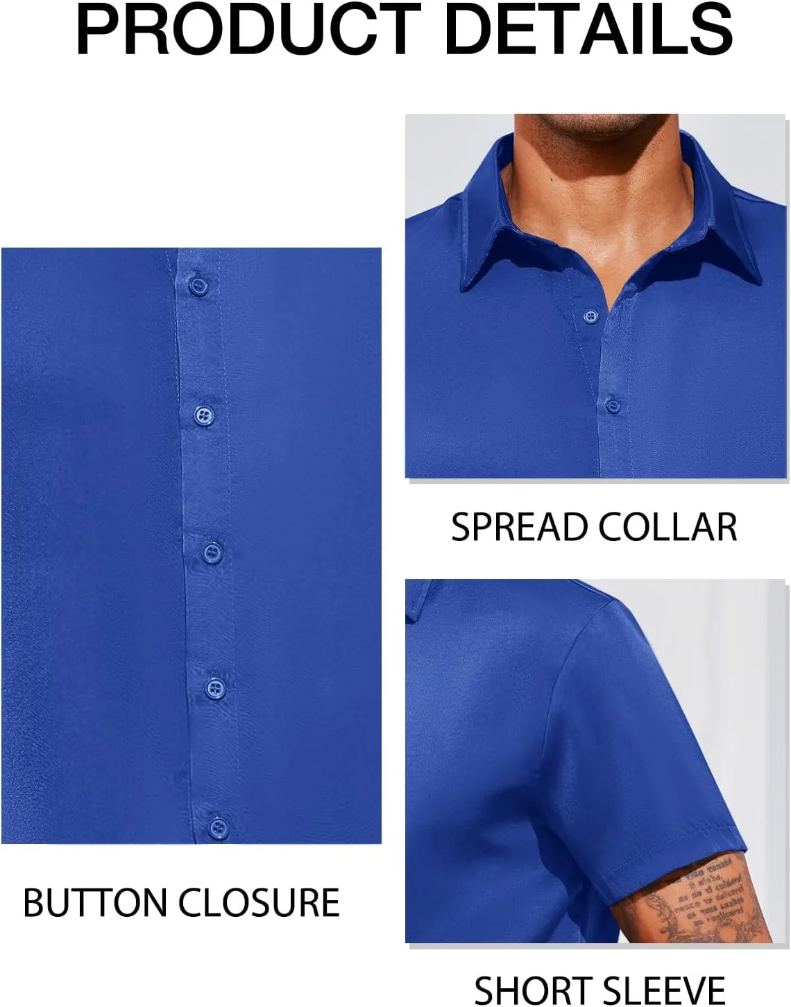 Runcati Mens Luxury Satin Silk Dress Shirts Casual Button Down Short Sleeve Prom Party Wedding Shirt