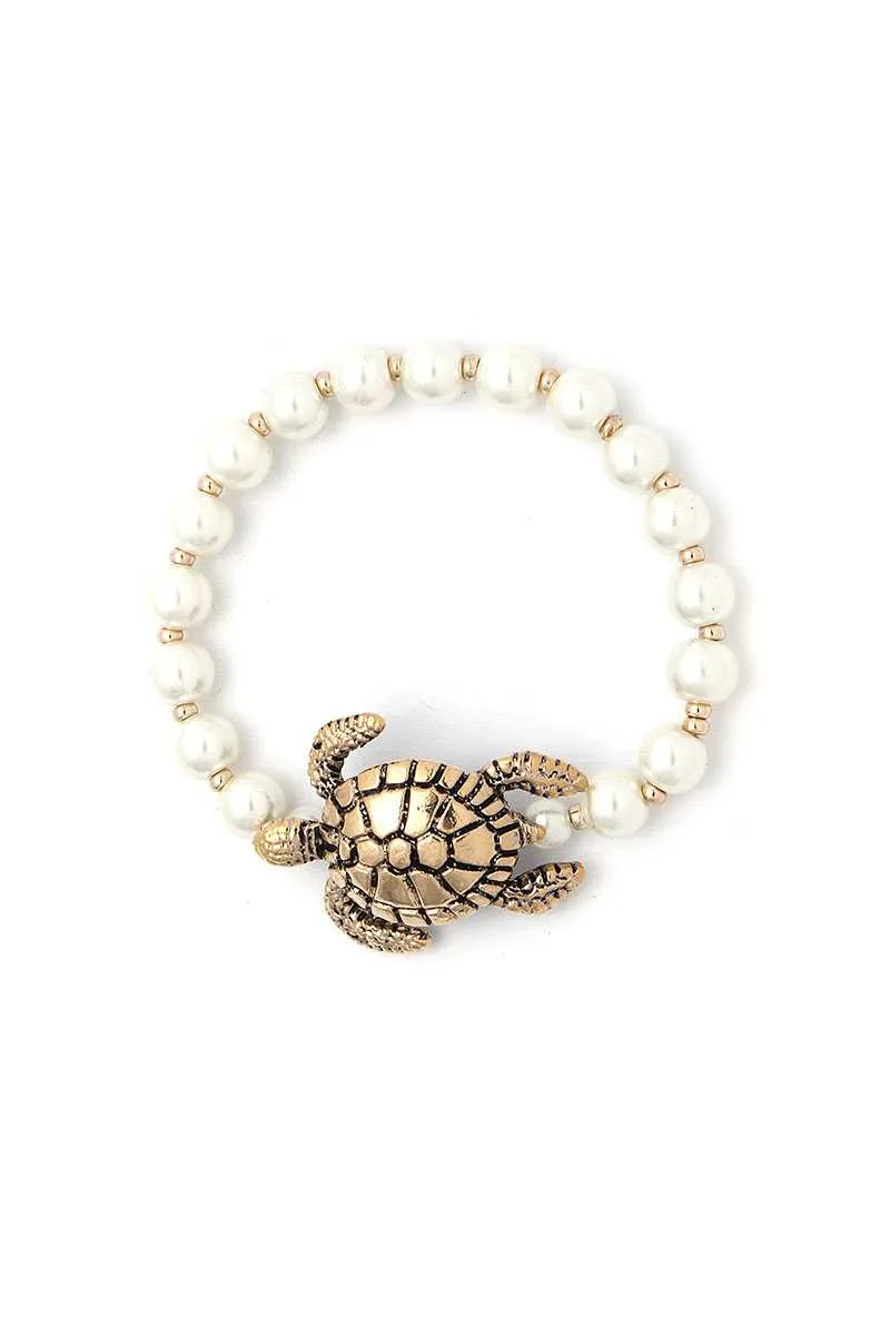Sea Turtle Charm Beaded Bracelet