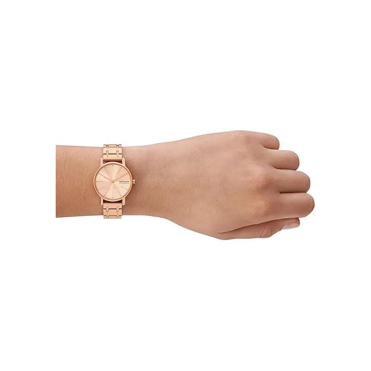 Skagen Signatur Lille Women's Rose Gold Dial Rose Gold Stainless Steel Band Analog Quartz Two-Hand Silver Watch - SKW3125