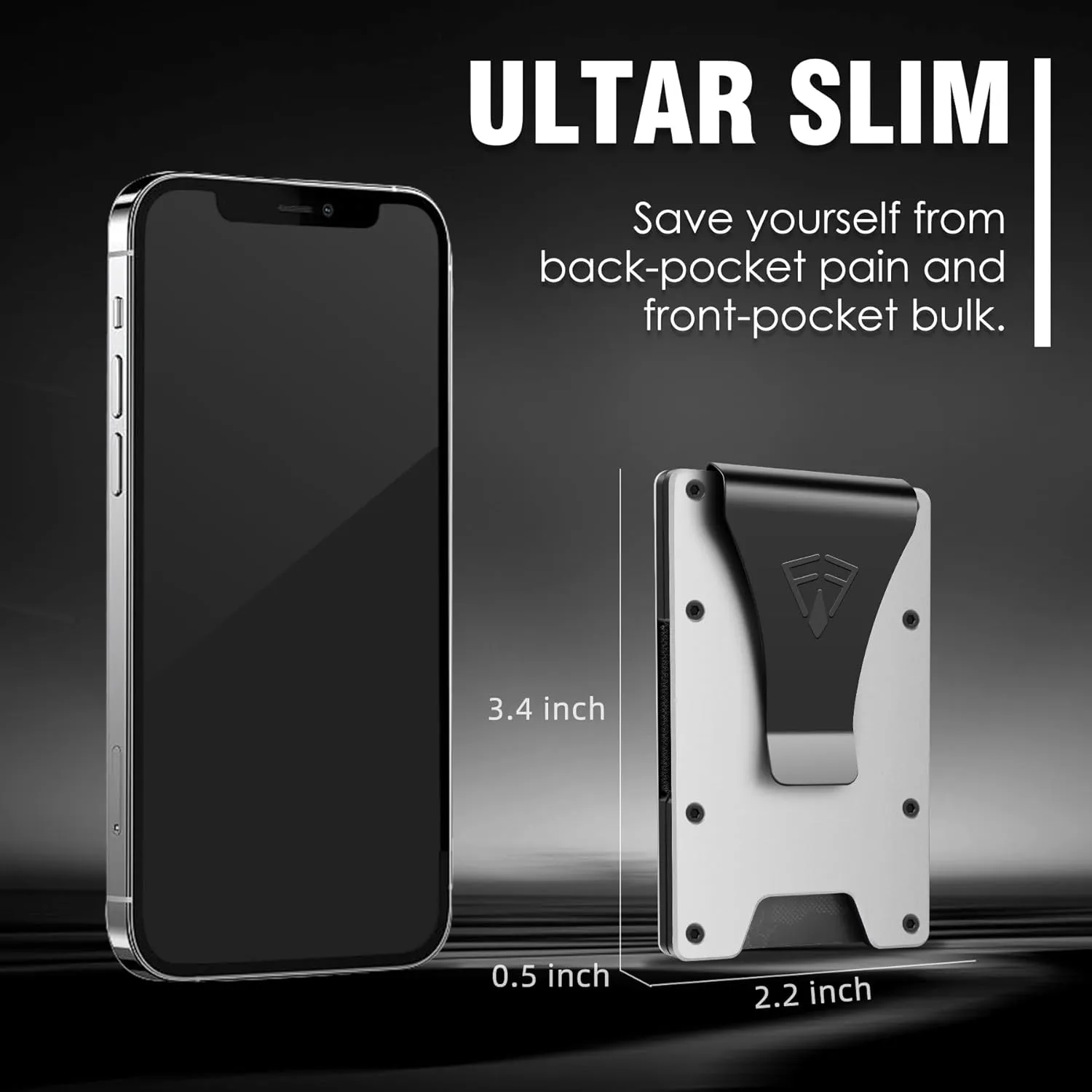 Slim Minimalist Wallet for Men with Money Clip - 15 Credit Card Holder RFID Wallet for Men - Front Pocket Mens Wallet with Compact Design - Easy to Access for Cards - Ideal Gift for Him(Space Grey)