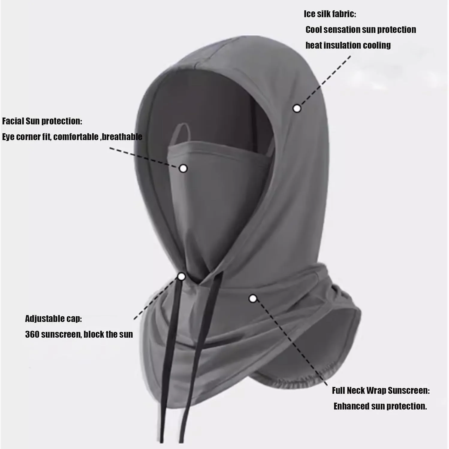 Summer Balaclava Sun UV Protection Full Head Face Mask Cooling Face Cover Sun Hood for Women Men