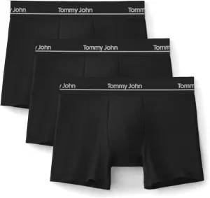 Tommy John Men's Luxe Boxer Briefs Underwear - 4" 3-Pack, Viscose Derived From Bamboo, Stay-Put Waistband & Support Pouch
