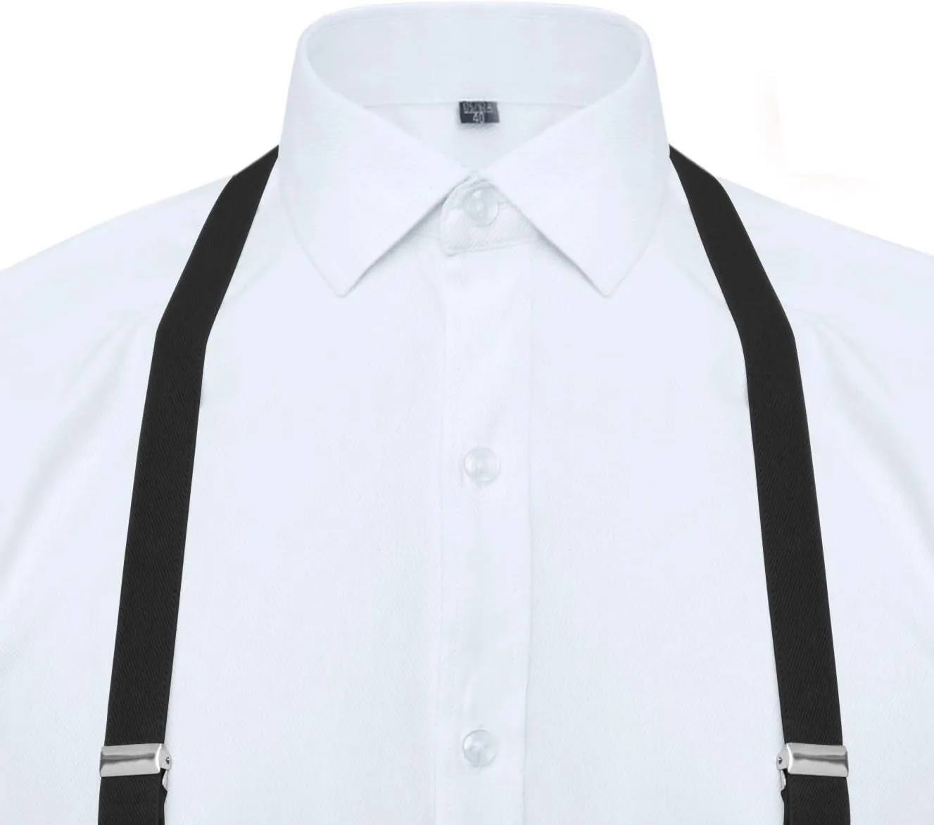 TopTie Men's Solid Suspenders Elastic 3/4 Inch X Back Adjustable Suspenders