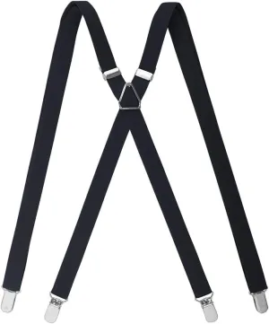 TopTie Men's Solid Suspenders Elastic 3/4 Inch X Back Adjustable Suspenders