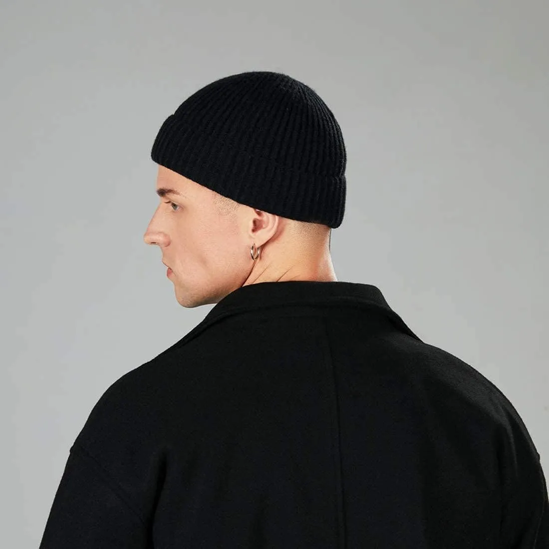 vidsel Short Fisherman Beanie for Men Women, Swag Wool Knit Cuff Trawler Skullcap,Winter Warm Hats