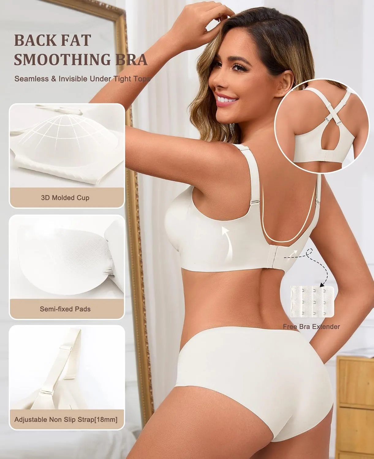 Wireless Bras for Women No Underwire Seamless Push Up Full Coverage Everyday Bra Comfortable Supportive Tshirt Bralette