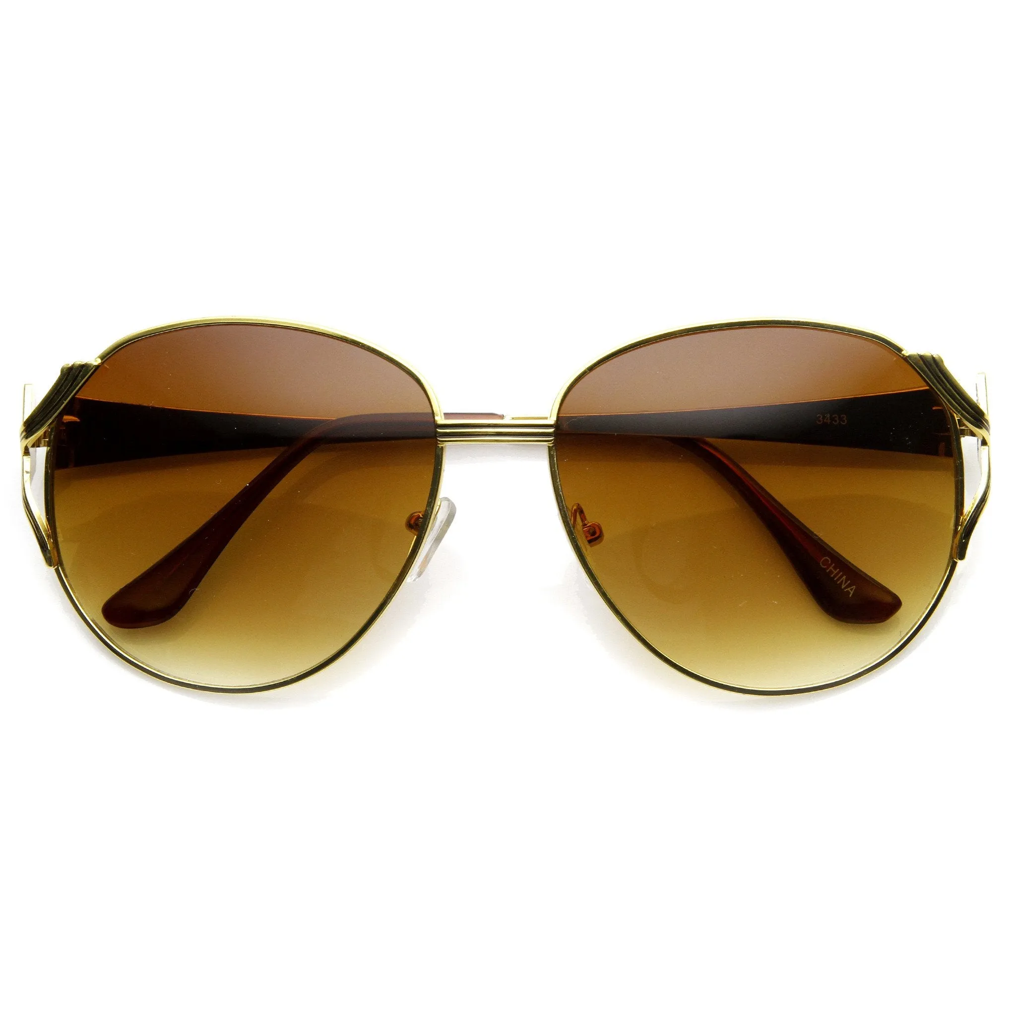 Womens Designer Oversize Metal Fashion Sunglasses 9191